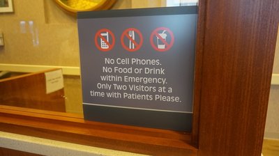 No Cell Phones, No Food or Drink Within Emergency